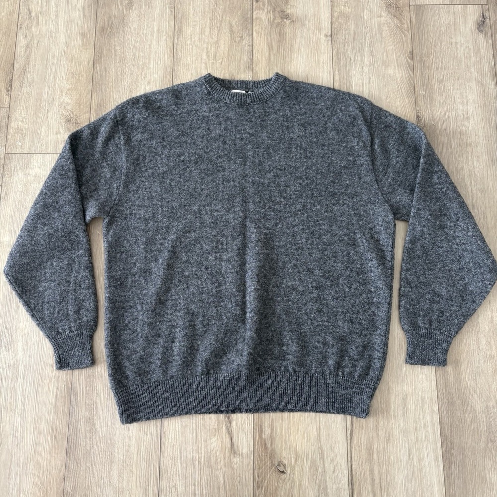 Vintage Campus Sweater Men's Extra Large XL Gray Wool Blend Made in USA